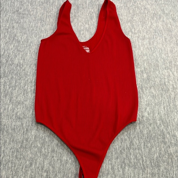 Red Ribbed Bodysuit size S - Picture 1 of 3